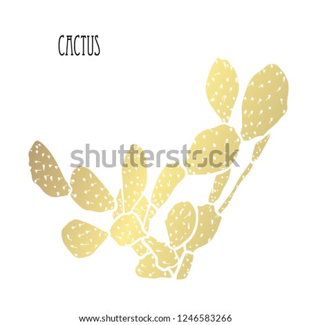 Decorative cactus plant, design element. Can be used for cards, invitations, banners, posters, print design. Golden succulents