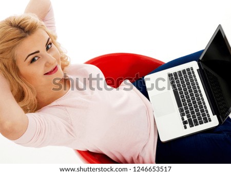 Relaxed girl with laptop