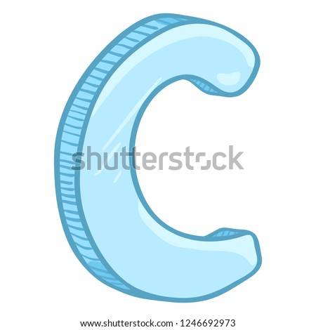Vector Single Cartoon Illustration - Ice Blue Letter C