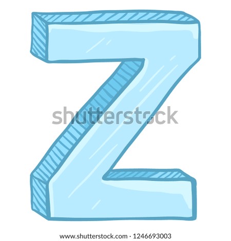 Vector Single Cartoon Illustration - Ice Blue Letter Z