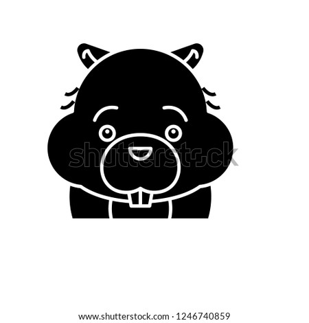 Funny beaver black icon, vector sign on isolated background. Funny beaver concept symbol, illustration 
