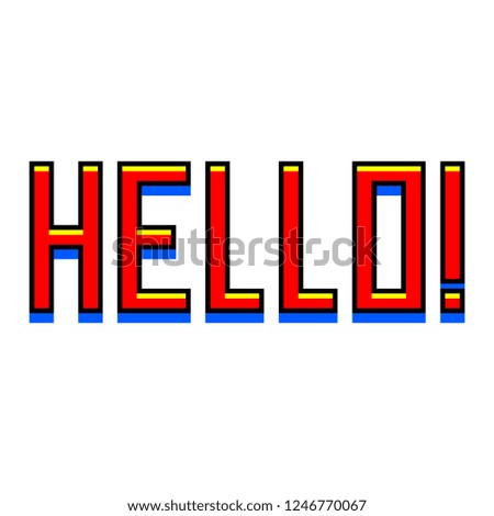 Pixel art hello text detailed illustration isolated vector