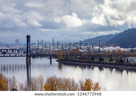 Willamette River panorama in Portland Oregon.