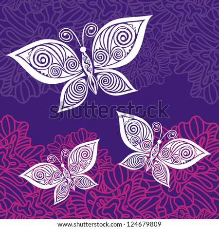 Butterfly and floral pattern background illustration