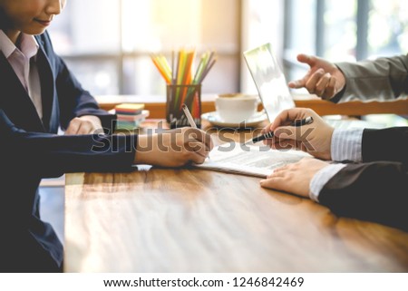 Business people contract. agreement was signed co-investment business