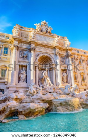 Trevi Fountain (Fontana di Trevi) in Rome, Italy. Trevi - the most famous fountain of Rome. Royalty-Free Stock Photo #1246849048