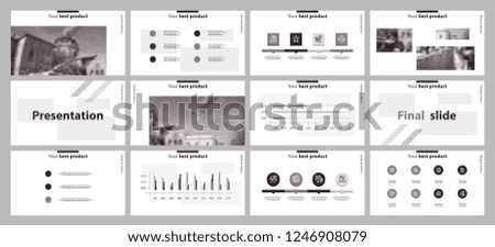 This template is the best as a business presentation, used in marketing and advertising, flyer and banner, the annual report. Grey, grey and black elements on a dark grey background
