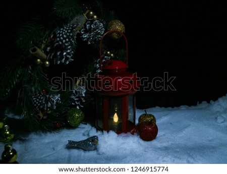 Christmas decorations in Snow