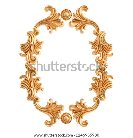 Gold ornament on a white background. Isolated. 3D illustration