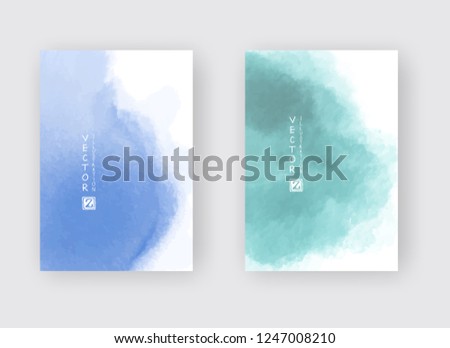 Set of cards with watercolor blots. Set of cards with hand drawn blots element on white background for your design. Design for your date, postcard, banner, logo. Vector illustration.