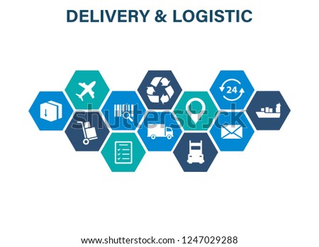 Delivery and Logistics concept. Express Delivery. Web icon set. Logistic, service, shipping, distribution, transport, market concepts.Vector illustration.