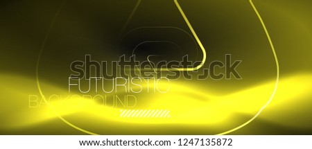 Dark black abstract background with neon colors and lines, vector design