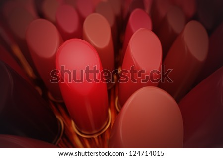 Image of an lipsticks can represent beauty and can be perfect as an background for fasion related subjects.