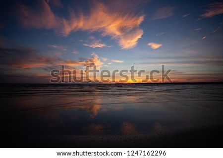 sunset of lake ontario from beach