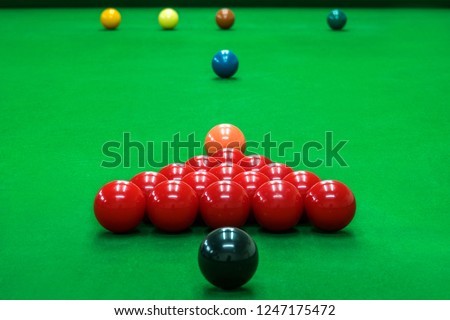 snooker ball on the green snooker table at snooker club. Royalty-Free Stock Photo #1247175472