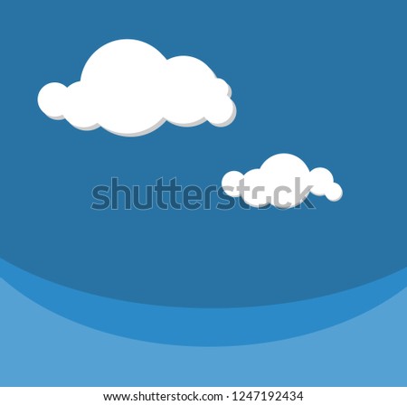 vector of white cloud on blue sky and blue sea background