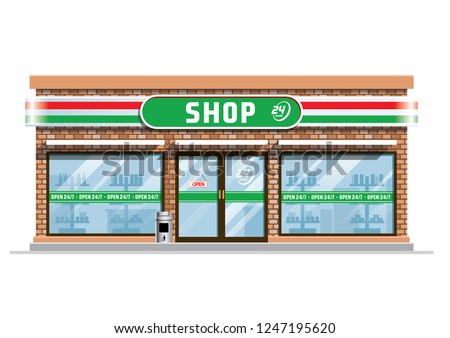 convenience store building Royalty-Free Stock Photo #1247195620