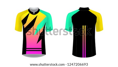 Design for sublimation print. Jersey for cycling sport. Sportswear for cycling tour. Team or club uniform. Jersey for cycling, riding. Sportswear concept, templates.