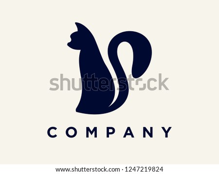 Simple minimalist illustration cat logo
