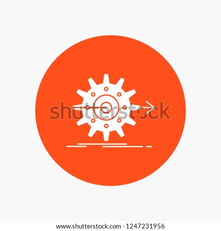 performance, progress, work, setting, gear White Glyph Icon in Circle. Vector Button illustration