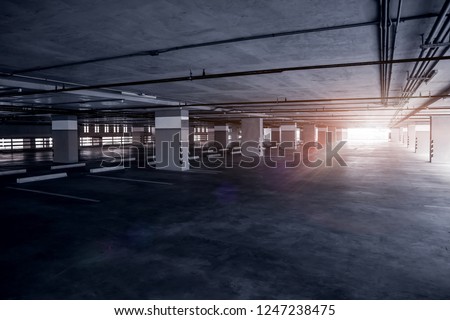Empty indoor covered parking garage 