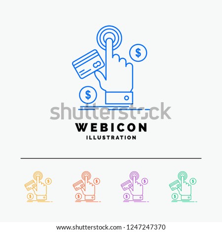 ppc, Click, pay, payment, web 5 Color Line Web Icon Template isolated on white. Vector illustration