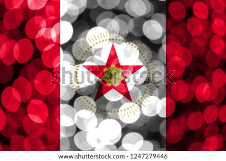 Birmingham, Alabama abstract blurry bokeh flag. Christmas, New Year and National day concept flag. United States of America.