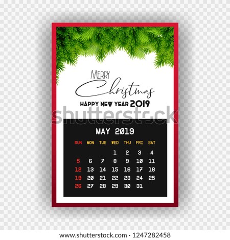 Christmas Happy new year 2019 Calendar May