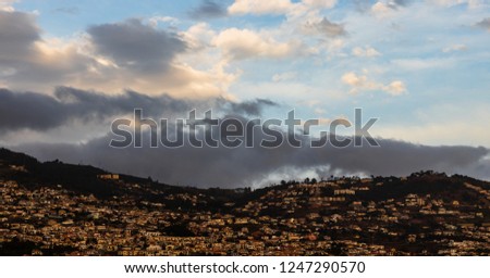 View over the hills of Funchal, Madeira Island, Portugal.