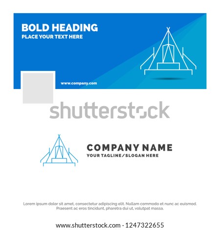 Blue Business Logo Template for tent, camping, camp, campsite, outdoor. Facebook Timeline Banner Design. vector web banner background illustration