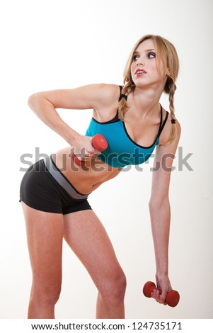 Young pretty caucasian woman exercising