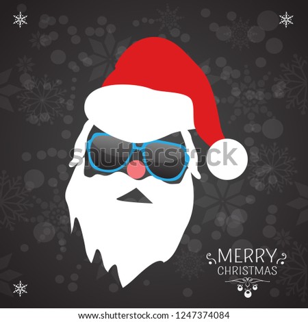 Merry Christmas card,Santa Claus in sunglasses with hat and beard.vector illustration