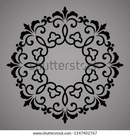 Decorative frame Elegant element for design in Eastern style, place for text. Floral black border. Lace illustration for invitations and greeting cards