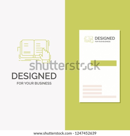 Business Logo for book, lesson, study, literature, reading. Vertical Green Business / Visiting Card template. Creative background vector illustration