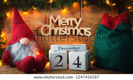 Merry Christmas day in calendar 24 December Gifts Gnome calendar