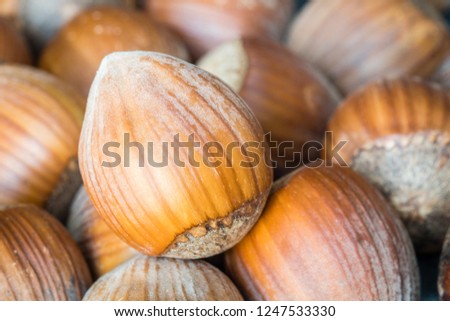 Hazelnuts in close up