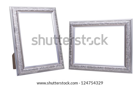 silver picture frames, isolated on white background