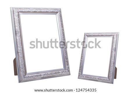 silver picture frames, isolated on white background