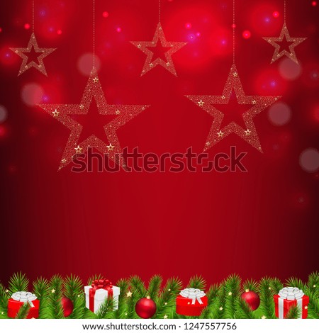 Christmas Postcard With Stars With Gradient Mesh, Vector Illustration