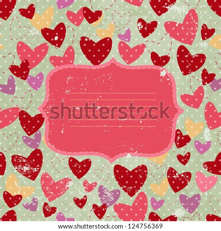 invitation card with heart and gray background illustration
