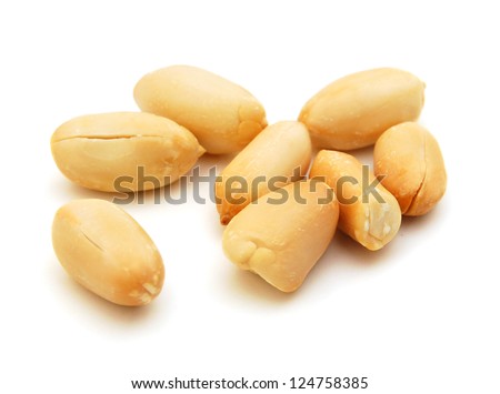 Processed peanuts isolated on white background Royalty-Free Stock Photo #124758385