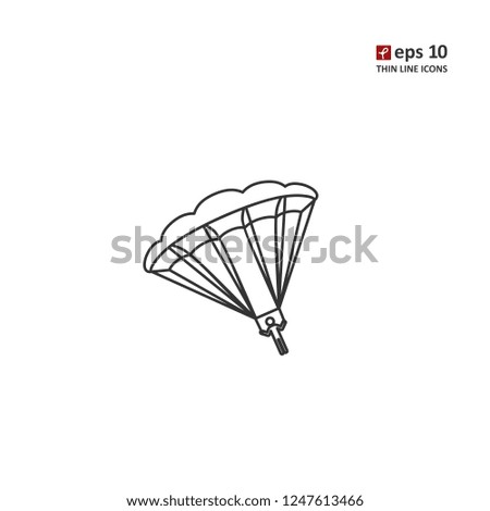 Parachute - vector thin line icon on white background. Symbol for web, infographics, print design and mobile UX/UI kit. Vector illustration, EPS10.