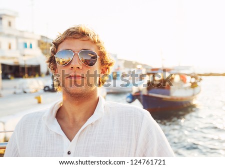 Portrait of Handsome Young Man at Sunset