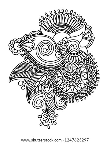 henna paisley flower design, hand drawing decoration floral tattoo vector illustration