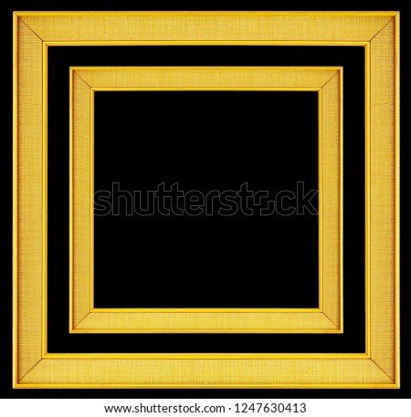  gold fabric frame on the black background with clipping path