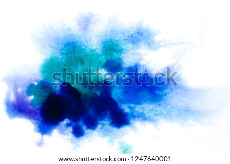 blue, blurry spot of watercolor paint. background