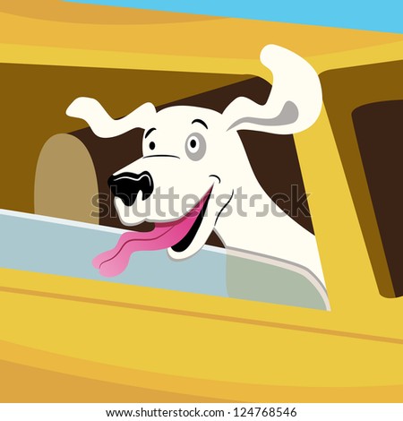 An image of a dog car ride.