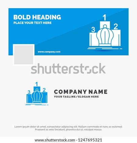 Blue Business Logo Template for Crown, king, leadership, monarchy, royal. Facebook Timeline Banner Design. vector web banner background illustration