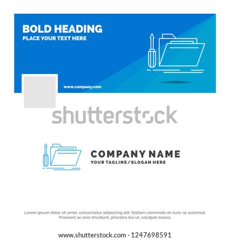 Blue Business Logo Template for folder, tool, repair, resource, service. Facebook Timeline Banner Design. vector web banner background illustration