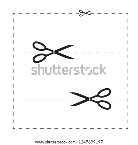 Scissors cutout line. Cut her vector form